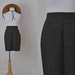 Vintage 90s‎ Brooks Brothers Houndstooth Wool skirt size 10 | 29 waist